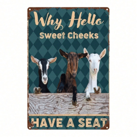 CIFbuy 1PC Vintage Three Goats Funny Sitting Pattern 2D Flat Metal Sign 8X12 Inch Rustic Decorative Wall Art Plaque For Bathroom Man Ca TikTok, TikTok