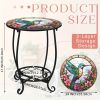 Hummingbird Pattern Small Side Table, Art Inspired Decorative Coffee End Table, Accent Furniture for Living Room, Bedroom