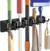Mop and Broom Holder Wall Mount, Anti-Slip Broom Hanger for Kitchen Organization, Heavy Duty Cleaning Supplies Organizer