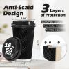 16 oz Disposable Coffee Cups with Lids, 50 Pack Insulated Hot Cups To Go Paper Coffee Cups with Lids and Straws