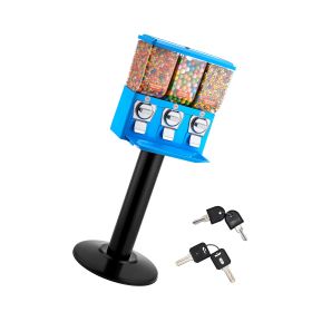 Candy Vending Machine, Triple Compartment Candy Vending Machine with Stand, Gumball & Candies Vendings Machines with Built-In Cash Box, Detachable