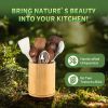 Wooden Utensil Holder, 360°Rotating 7.3'' Large Utensil Holder for Kitchen Counter, Kitchen Utensil Organizer, Utensil Crock