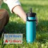 40oz Insulated Stainless Steel Water Bottle with 3 Lids, Leakproof BPA-Free Bottle with Straw Lid, Sip Lid and Flex Cap for Gym, Travel, School