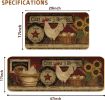 Farmhouse Decorative Kitchen Rugs and Mats Set of 2, Farm Rooster Non-Slip Kitchen Mats