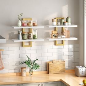 Floating Shelves, 15 Inch Wall Shelf Set of 2, Wall Mounted Storage Shelves 2-Tier, Hanging Bathroom Shelves, for Living Room, Bedroom, Bathroom