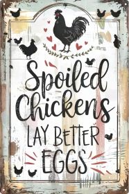 Chicken Coop Signs Outdoor Farmhouse Farm Spoiled Chickens Lay Better Eggs Tin Sign Funny Metal Signs Accessories Outdoor Home Wall Decor