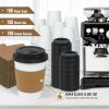 100 Pack 12 oz Disposable Thickened Paper Coffee Cups with Lids and Sleeves, To Go Hot Coffee Cups, Hot Chocolate, Cocoa and Coffee Bar Supplies