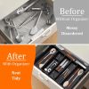 Large Utensil Drawer Organizer Expandable Silverware Organizer for Kitchen Drawer Adjustable Cooking Utensil Holder Cutlery Flatware Tray Spatula Tool