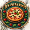CIFbuy 1pc 2D Flat Round Sign Pizza Time Retro, "Decorative Plaque 8x8in" Delicious Pizza, Party Kitchen Restaurant Bar Wall Art Home DecorTikTok