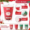 Christmas Paper Cups 100 Pack, Disposable Coffee Cups Hot/Cold Beverage for Xmas Party, Holiday, Cafe, Restaurant