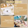 350pcs White and Gold Plastic Plates - Gold Plastic Dinnerware Set Includes 50 Dinner Plates, 50 Dessert Dinnerware, 50 Cups