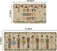 Mode Watercolor Nutcrackers Merry Christmas Decorative Kitchen Mats Set of 2, Home Party Low-Profile Kitchen Rugs - 17x29 and 17x47 Inch