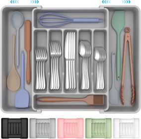 Extra Large Expandable Silverware Organizer, BPA-Free Food-Safe Cutlery Flatware Organizer, Kitchen Utensil Drawer Organizer