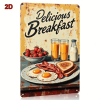 CIFbuy 1PC 8x12 Inch Vintage Metal Sign, Fried Eggs Bacon Toast Breakfast Wall Art, Waterproof Rustproof Iron Plaque, Retro Kitchen Dec TikTok, TikTok
