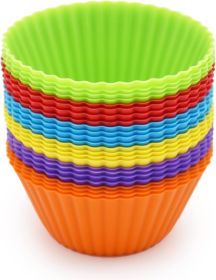 Silicone Cupcake Baking Cups 24 Pack Reusable & Non-stick Muffin Cupcake Liners Holders Set for Party Halloween Christmas Easy Clean Pastry Muffin Mol