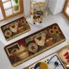 Farmhouse Decorative Kitchen Rugs and Mats Set of 2, Farm Rooster Non-Slip Kitchen Mats