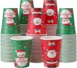 Christmas Paper Cups 100 Pack, Disposable Coffee Cups Hot/Cold Beverage for Xmas Party, Holiday, Cafe, Restaurant