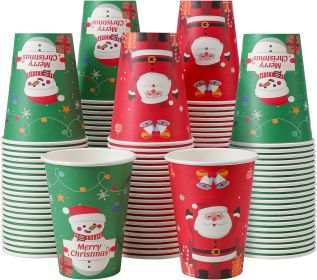Christmas Paper Cups 100 Pack, Disposable Coffee Cups Hot/Cold Beverage for Xmas Party, Holiday, Cafe, Restaurant