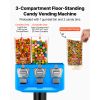 Candy Vending Machine, Triple Compartment Candy Vending Machine with Stand, Gumball & Candies Vendings Machines with Built-In Cash Box, Detachable
