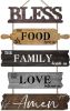 Kitchen Wall Decor Bless the Food Before Us Dining Room Wall Decor - Farmhouse Wall Art For Kitchen Dining Room- Wooden Rustic 5pcs Roped Sign 12x18 I