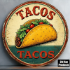 CIFbuy 1pc 8x8 Inch 2D Flat Round Sign, "" Flat Round Sign, Sign, Vintage Tacos Mexican Corn Tortilla Food PlaqueTikTok, , temu Self-pickup Logiaqics