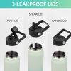 40oz Insulated Stainless Steel Water Bottle with 3 Lids, Leakproof BPA-Free Bottle with Straw Lid, Sip Lid and Flex Cap for Gym, Travel, School
