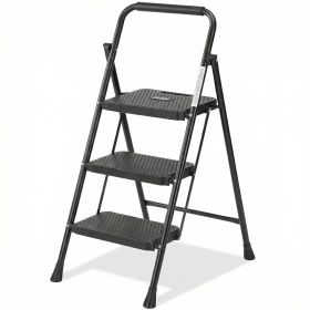 3-Step Ladder, Foldable Step Stool with Safety Lock, Anti-Slip Pedal, 300lbs Capacity