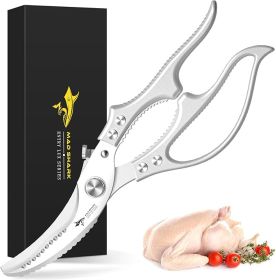 Heavy Duty Poultry Shears, Kitchen Shears with Non-Slip Handle & Safety Lock, All Purpose Kitchen Scissors for Chicken, Meat Cutting, Turkey, Fish