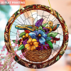 CIFbuy High Definition Printed Flower Basket Acrylic Hanging Ornament Transparent Home Garden Decor(TikTok, temu pick-up service)