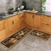 Farmhouse Decorative Kitchen Rugs and Mats Set of 2, Farm Rooster Non-Slip Kitchen Mats