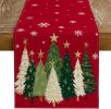 Christmas Table Runner 13x72 Inch, Xmas Trees Snowflakes Holiday Decorative Farmhouse Table Decoration for Kitchen Dinning