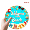 CIFbuy Welcome To The Beach Metal Sign 8x8 Inch Vintage Seaside Vacation Decor, Coastal Summer Wall Art Plaque, Round Home Decoration TikTok, TikTok