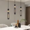 25" Modern Black and Gold 3-Light Pendant Chandelier, Adjustable Hanging Lights with Cylindrical Mesh Shades, E26 Base, Ideal for Dining Room