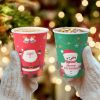 Christmas Paper Cups 100 Pack, Disposable Coffee Cups Hot/Cold Beverage for Xmas Party, Holiday, Cafe, Restaurant