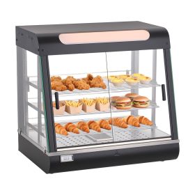3-Tier Commercial Food Warmer Display, 1200W Food Display Warmer with LED Light, Top Storage and Adjustable Shelves, 86-185 Fahrenheit Steam Heating