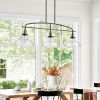 45" Industrial 3-Light Pendant Chandelier with Clear Glass Shades, Black Metal Frame, Adjustable Height, Modern Farmhouse Lighting for Kitchen Island
