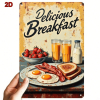 CIFbuy 1PC 8x12 Inch Vintage Metal Sign, Fried Eggs Bacon Toast Breakfast Wall Art, Waterproof Rustproof Iron Plaque, Retro Kitchen Dec TikTok, TikTok