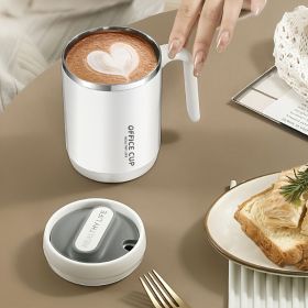 1pc Stainless Steel Cups With Lid; 16 Oz 304 Stainless Steel Tumblers Durable Coffee Mug With Splash Proof Sliding Lid; Drink With Lid Open; Plas (Color: White)