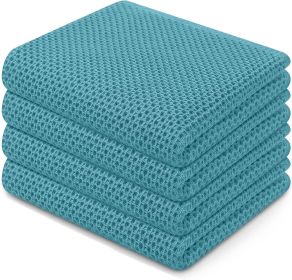 100% Cotton Waffle Weave Kitchen Dish Towels (Color: Lake Blue)